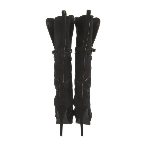 SAINT LAURENT Tribute 105 Black Suede Knee High Tall Platform Heels Boots 37 - Picture 4 of 7